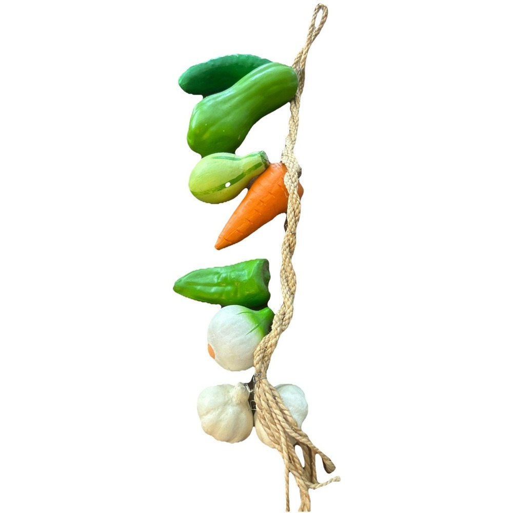 Vintage 9 Large Ceramic Hanging Vegetables On A Jute Rope. Decor. 7 Different 1s